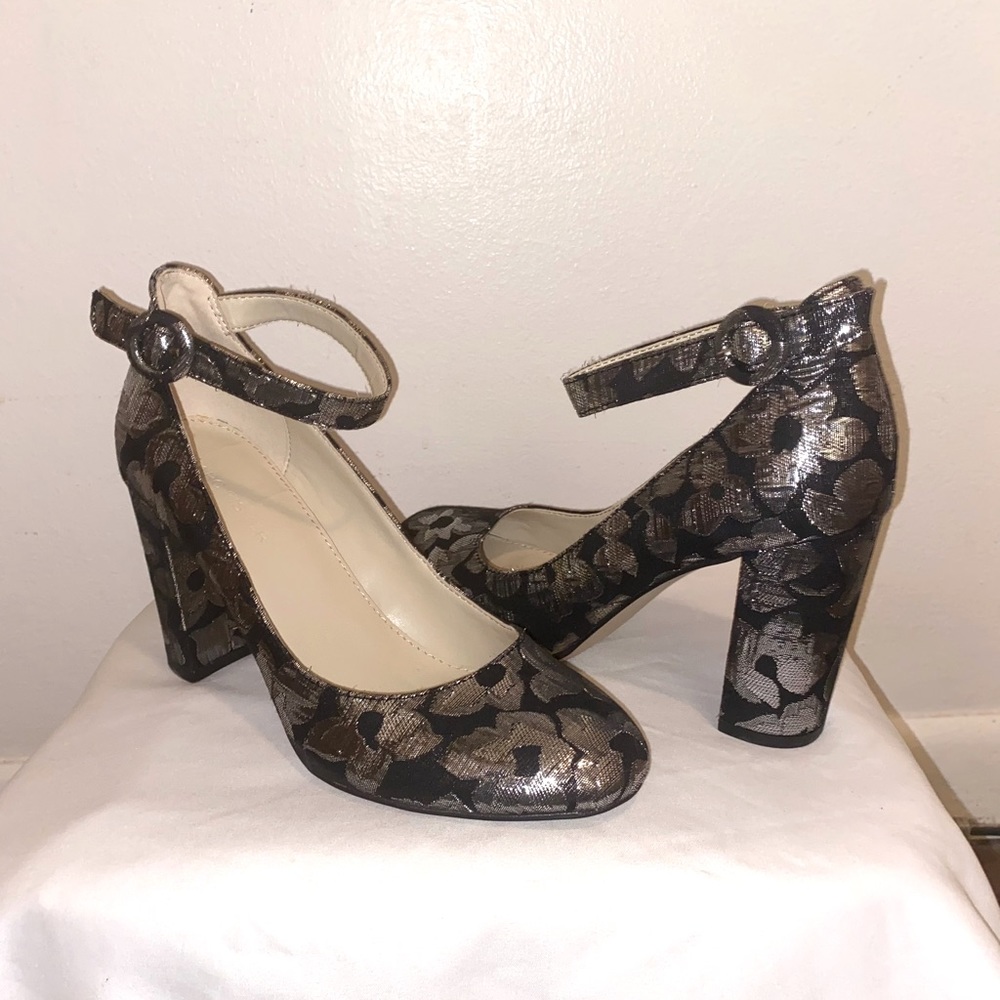 Marc Fisher Metallic Floral Mary Jane Heels